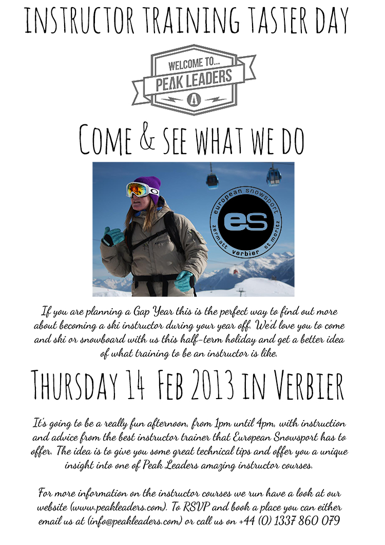 Verbier European Snowsport, Peak Leaders, Instructor course