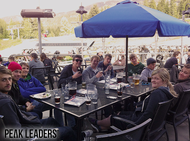 Peak Leaders, Whistler Bike Park, relaxing, beer