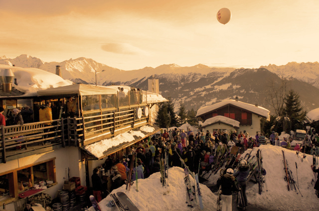 Le Rouge bar and restaurant, apres ski, Verbier, Switzerland