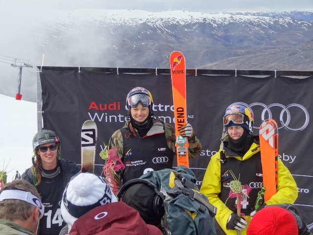 James Woods, NZ Winter Games podium, FIS slopestyle event, Cardrona, Peak Leaders