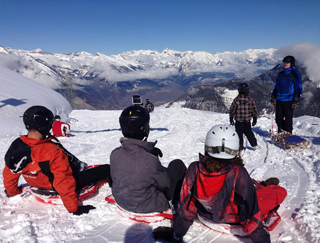 Savoleyres, Peak Leaders, sledging, ski instructor course Switzerland, gap year, bridge year