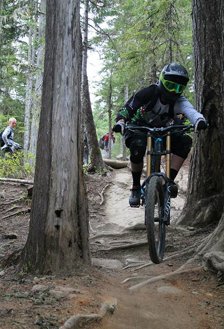 mountain biker, xc mountain biker, mountain biking at Whistler, Whistler Bike Park, technical xc trails, Canada, Peak Leaders, Peak Leaders MOuntain Bike Instructor Course, downhill biker doing xc, riding