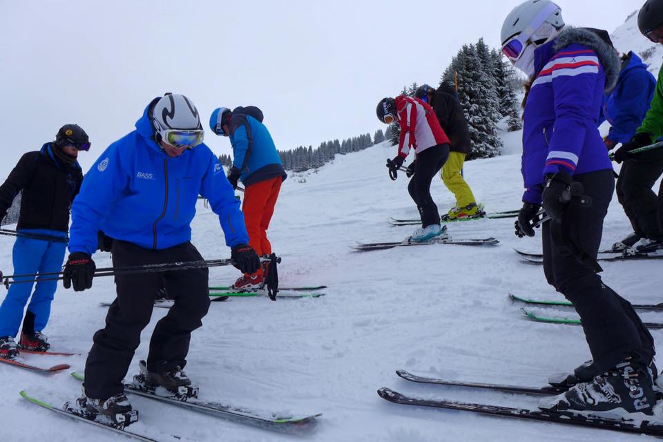 Morzine trainees having fun skiing